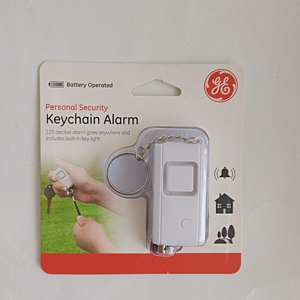 White Personal Keychain Alarm Compact Wearable